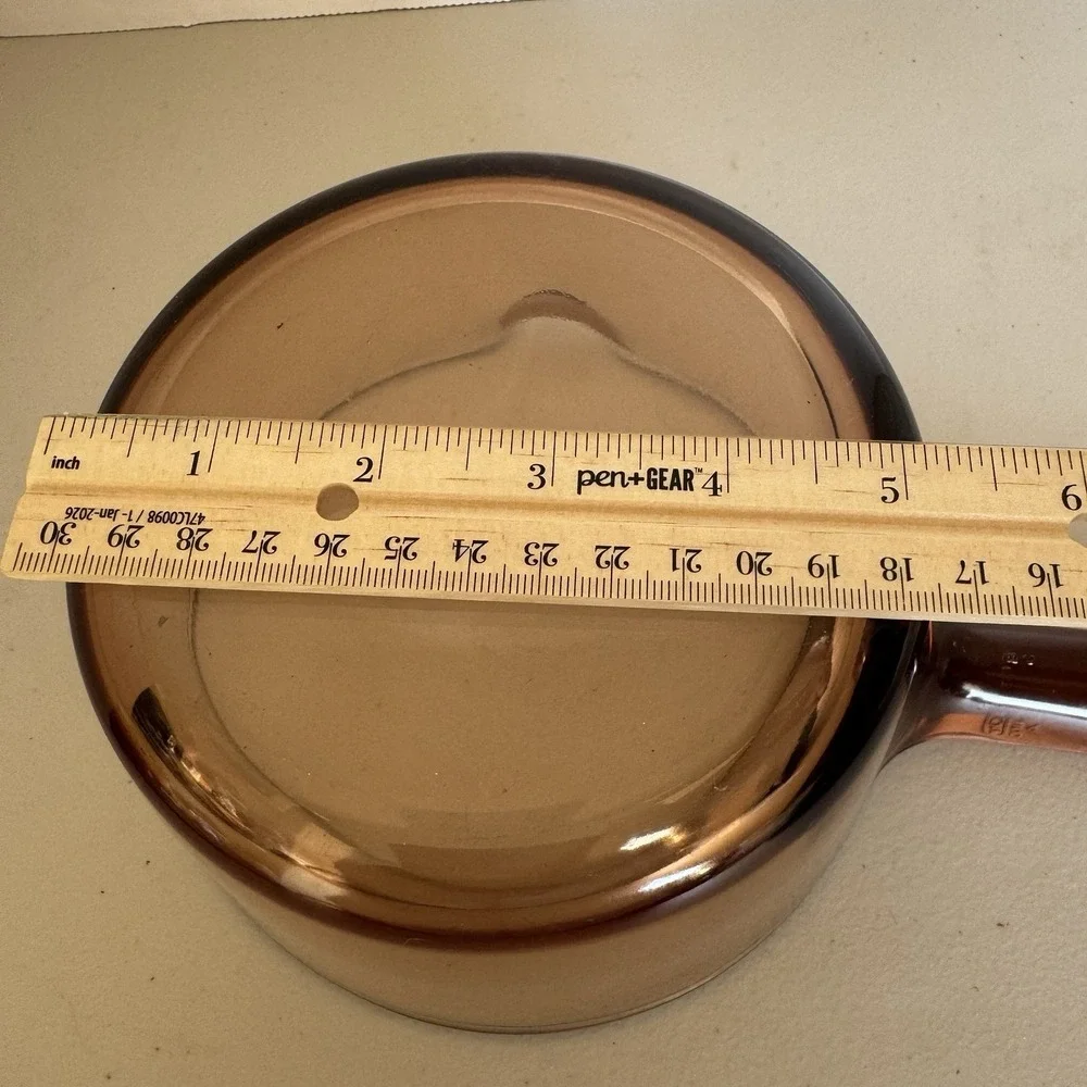 Visions Corning Sauce Pot 1L Brown Glass with Pour Spout Vintage USA